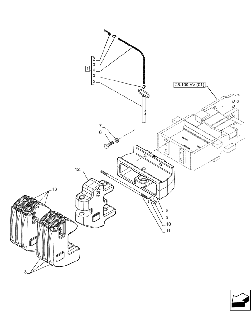 Схема запчастей Case IH FARMALL 105C - (39.140.AF[05]) - VAR - 336215 - FRONT, BALLAST (320KG) (39) - FRAMES AND BALLASTING
