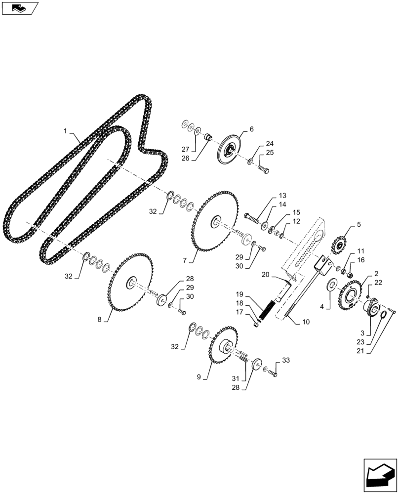 Схема запчастей Case IH 5130 - (80.175.AD[02]) - TENSIONER, CHAIN, DRIVE, UNLOADING TUBE (80) - CROP STORAGE/UNLOADING