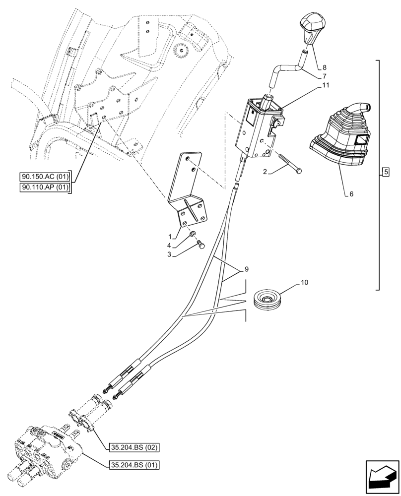 Схема запчастей Case IH FARMALL 75C - (55.512.CL[01]) - VAR - 336125 - MID MOUNT VALVE KIT, JOYSTICK (55) - ELECTRICAL SYSTEMS
