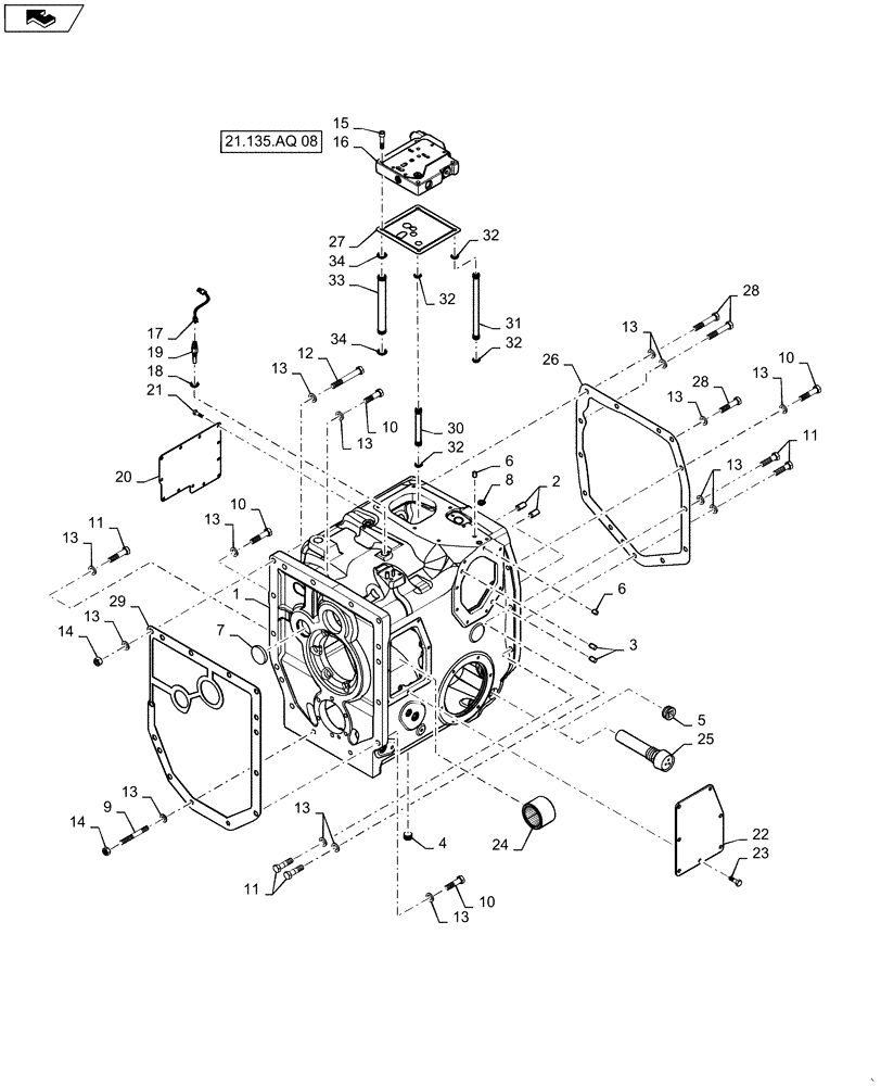 Схема запчастей Case IH MAGNUM 235 - (21.113.AB[01]) - POWERSHIFT - RANGE TRANSMISSION HOUSING (21) - TRANSMISSION