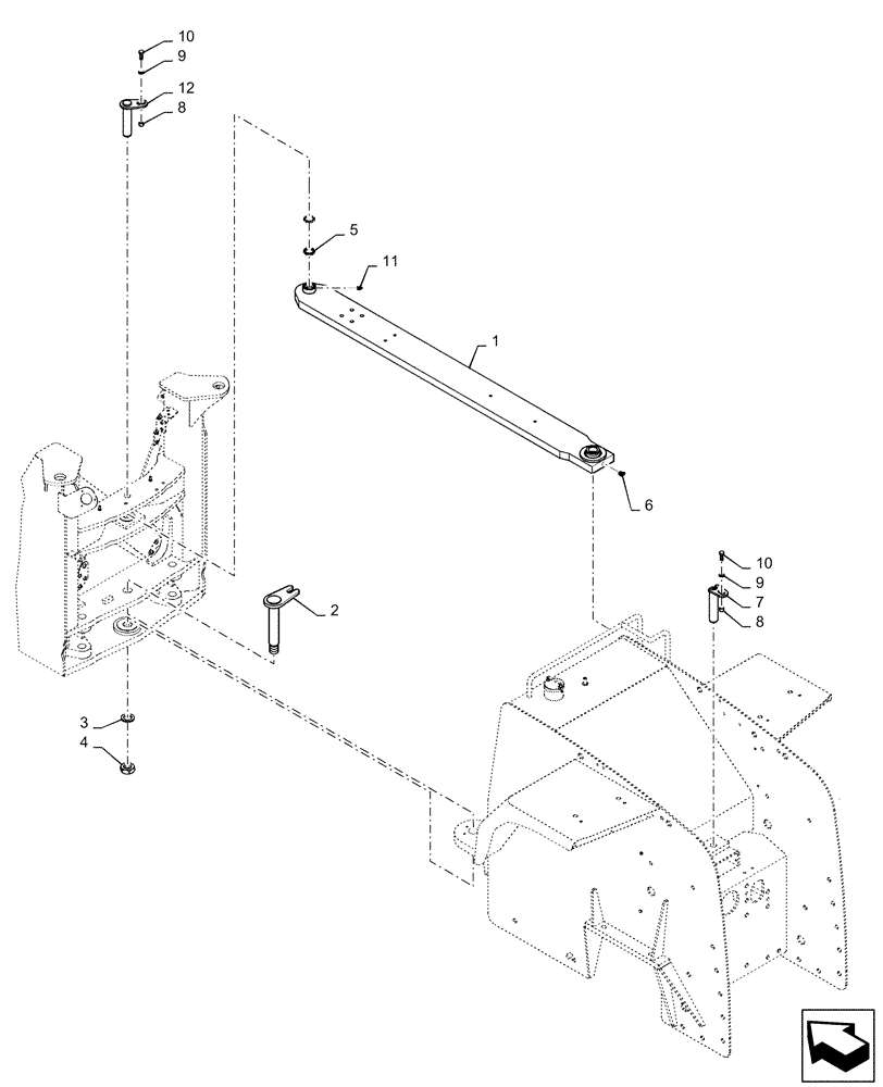 Схема запчастей Case IH QUADTRAC 420 - (39.100.AN ) - CONNECTING LINK (39) - FRAMES AND BALLASTING