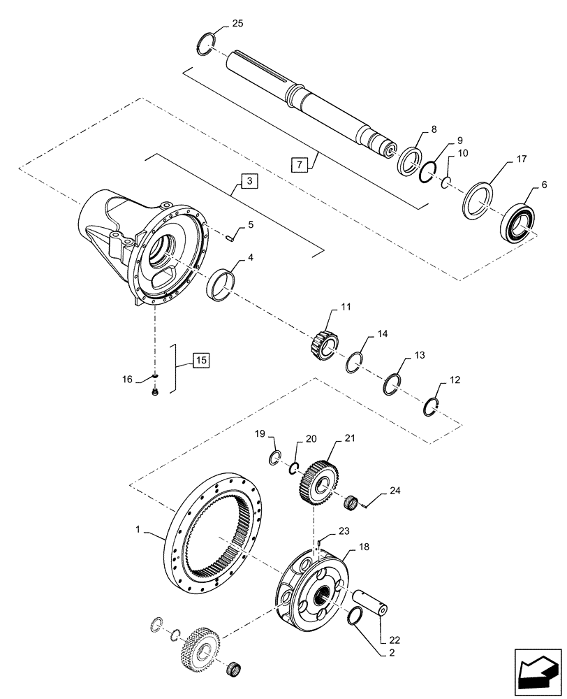 Схема запчастей Case IH STEIGER 420 - (25.108.040[01]) - VAR - 424823, 424824 - AXLE CARRIER ASSY, 425 SERIES, HEAVY DUTY (BSN ZFF308257) (25) - FRONT AXLE SYSTEM