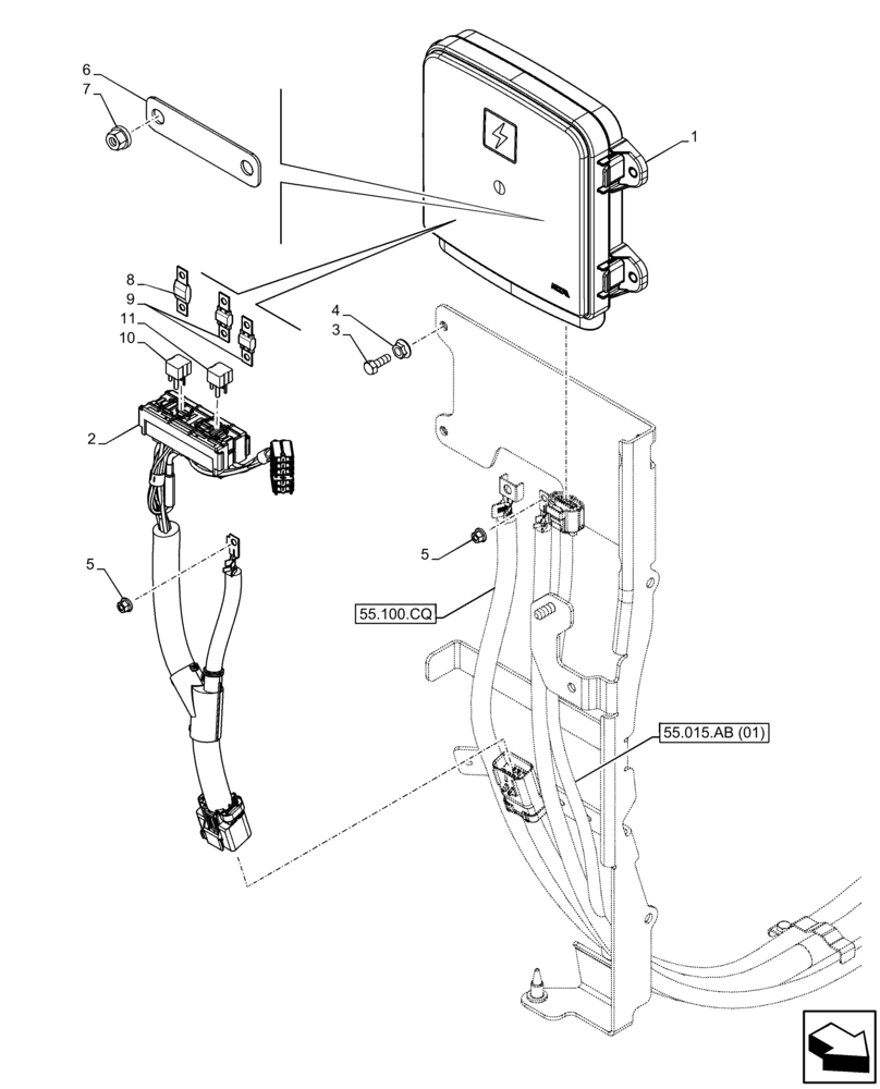 Схема запчастей Case IH FARMALL 75C - (55.640.AM) - VAR - 390742, 397742, 743585 - FUSE BOX (55) - ELECTRICAL SYSTEMS