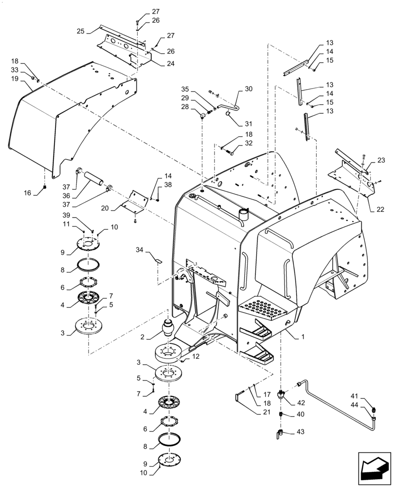 Схема запчастей Case IH STEIGER 580 - (39.100.AS[03]) - REAR FRAME, 550, 580, 600, 620, BSN ZEF303000 (39) - FRAMES AND BALLASTING
