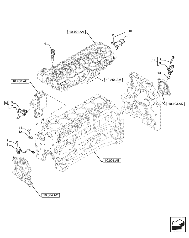 Схема запчастей Case IH F4DFE613N B006 - (55.015.AC) - ENGINE, SENSOR (55) - ELECTRICAL SYSTEMS