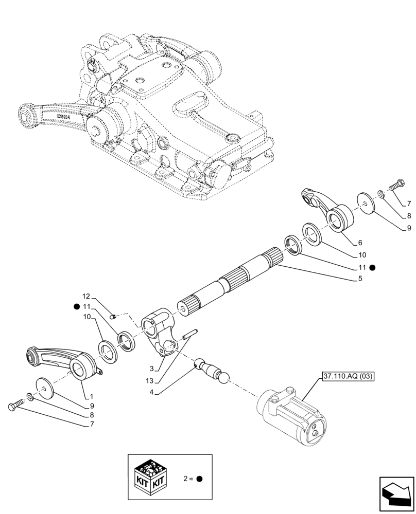 Схема запчастей Case IH FARMALL 105C - (37.110.AI[05]) - VAR - 743597 - HYDRAULIC LIFT, REAR, ARM, HI-LO, CAB (37) - HITCHES, DRAWBARS & IMPLEMENT COUPLINGS