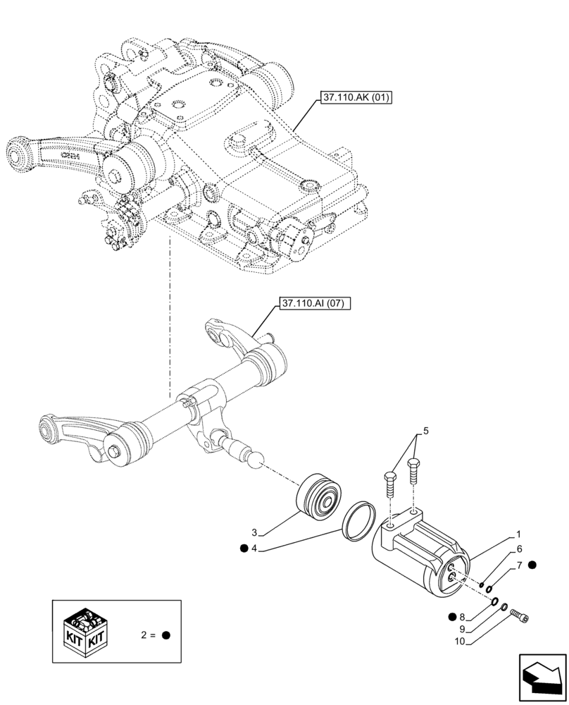 Схема запчастей Case IH FARMALL 85C - (37.110.AQ[04]) - VAR - 332785 - HYDRAULIC LIFT, CYLINDER, PISTON (37) - HITCHES, DRAWBARS & IMPLEMENT COUPLINGS