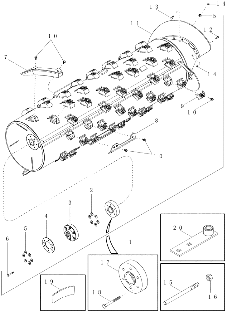Схема запчастей Case IH 2388 - (09B-06[03]) - ROTOR ASSY - SPECIALTY AFX, ASN JJC0273000 (14) - ROTOR, CONCANVES & SIEVE