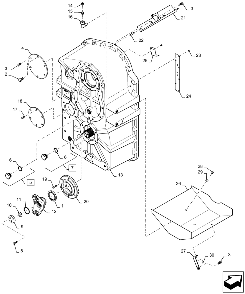 Схема запчастей Case IH STEIGER 370 - (21.113.AD[04]) - TRANSMISSION REAR YOKE, PS4, 8C AND 8.5C, BSN ZFF308000 (21) - TRANSMISSION