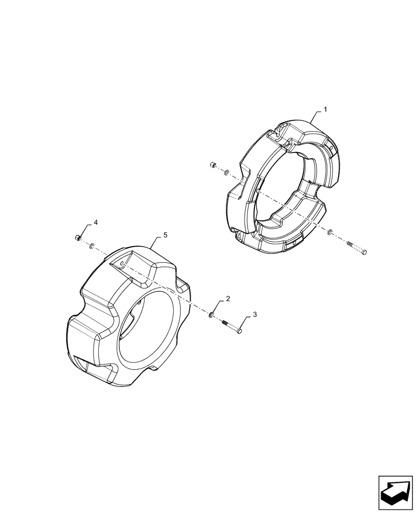 Схема запчастей Case IH STEIGER 540 - (39.140.AL[01]) - WHEEL WEIGHT, 500, 540 (39) - FRAMES AND BALLASTING
