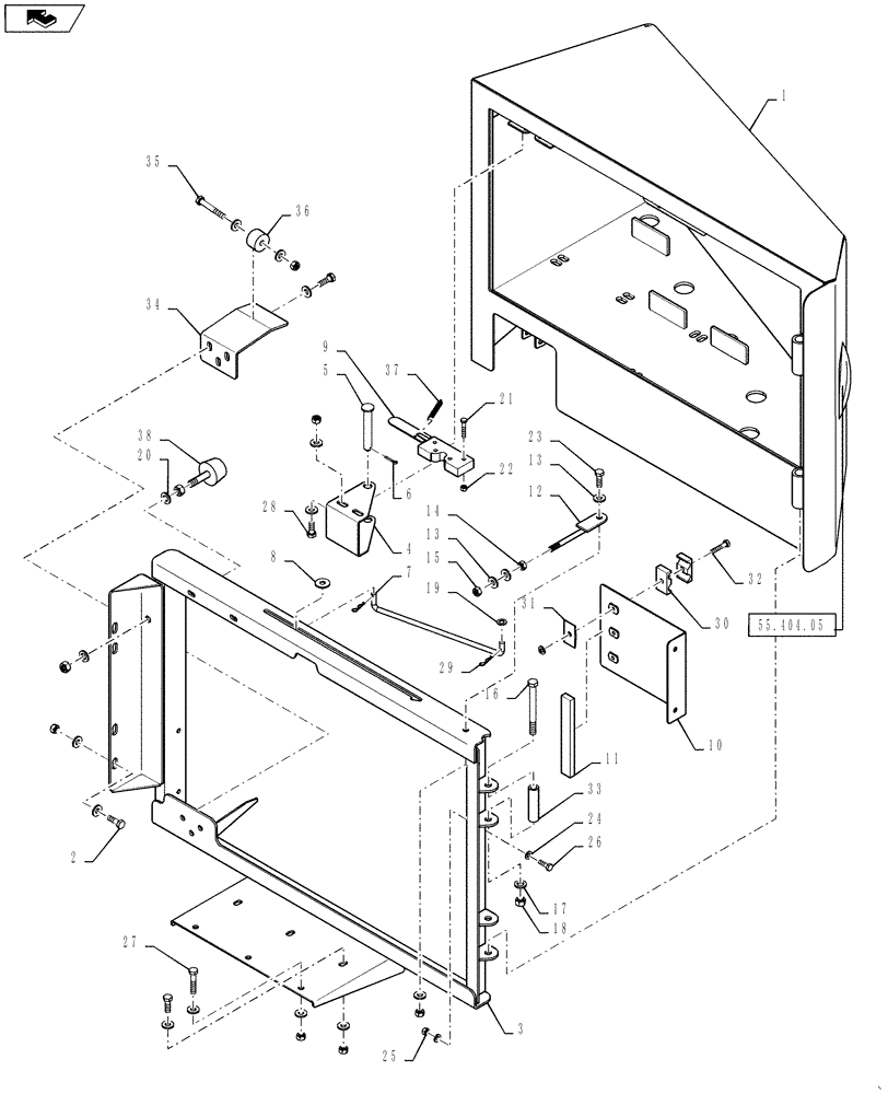 Схема запчастей Case IH TITAN 3530 - (55.302.02) - BATTERY BOX AND MOUNTING (55) - ELECTRICAL SYSTEMS