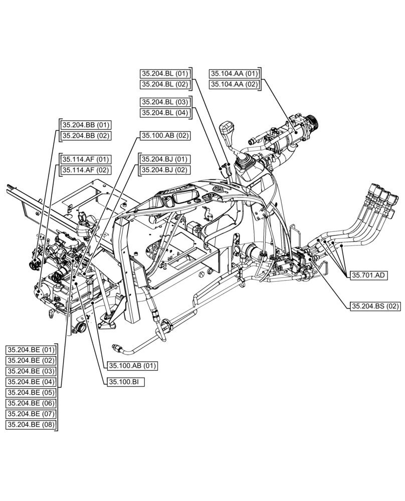 Схема запчастей Case IH FARMALL 65C - (35.000.00[01]) - SECTION INDEX - HYDRAULIC SYSTEMS (35) - HYDRAULIC SYSTEMS