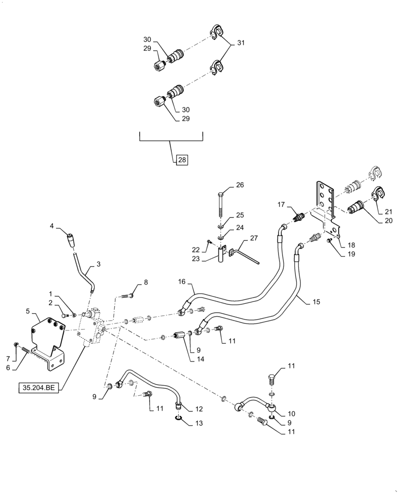 Схема запчастей Case IH FARMALL 40C - (35.204.BE[07]) - REMOTE CONTROL VALVE, FARMALL 40C, 50C (35) - HYDRAULIC SYSTEMS
