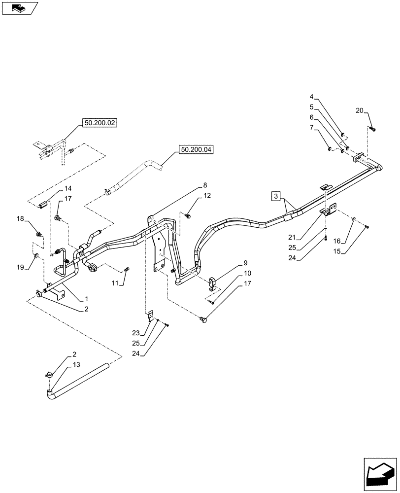 Схема запчастей Case IH PUMA 145 - (50.200.03[01A]) - AIR CONDITIONING - LINES - D7156 (50) - CAB CLIMATE CONTROL
