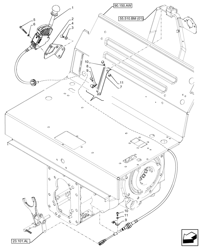 Схема запчастей Case IH FARMALL 105C - (21.160.AI[01]) - VAR - 390328, 743559 - CREEPER, CONTROL LEVER, W/O CAB (21) - TRANSMISSION