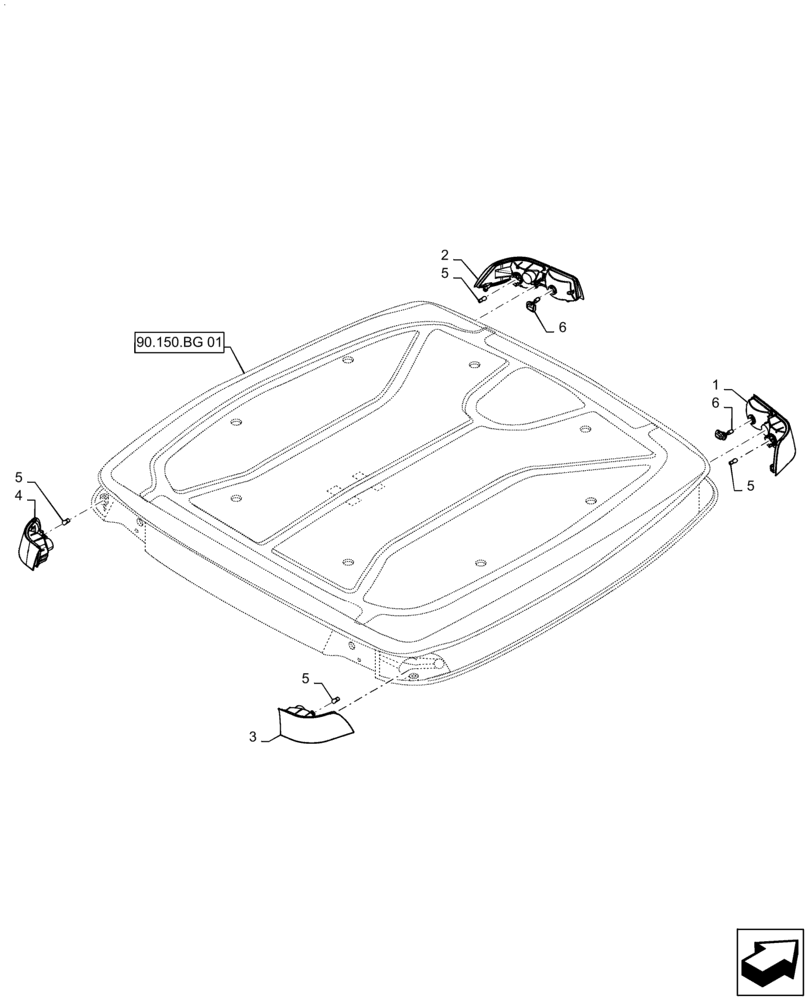 Схема запчастей Case IH PATRIOT 3340 - (55.404.CL[01]) - CAB ROOF LIGHTING (55) - ELECTRICAL SYSTEMS