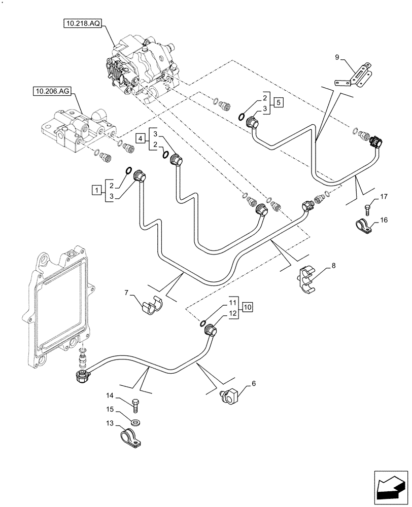 Схема запчастей Case IH F4HFE613B B006 - (10.210.AF) - FUEL LINE (10) - ENGINE
