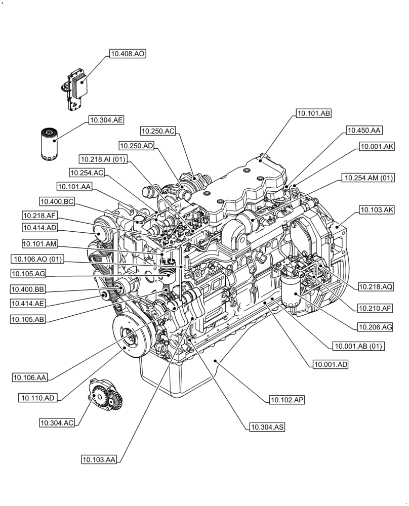Схема запчастей Case IH F4HFE613K B002 - (10.000.00) - SECTION INDEX (10) - ENGINE