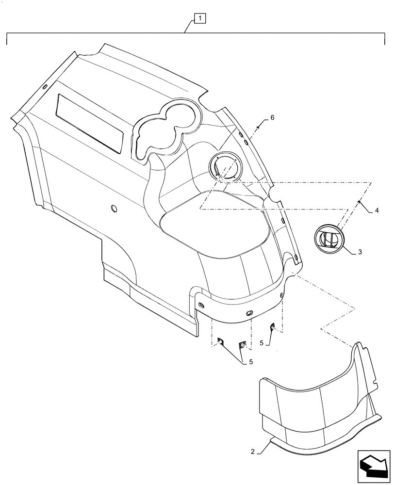 Схема запчастей Case IH PATRIOT 3240 - (90.160.AM[02]) - LEFT SIDE FENDER TRIM PANEL (90) - PLATFORM, CAB, BODYWORK AND DECALS