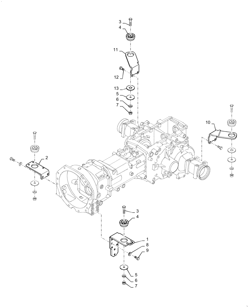 Схема запчастей Case IH FARMALL 30C - (90.118.CD) - TRANSMISSION MOUNTING PARTS (90) - PLATFORM, CAB, BODYWORK AND DECALS