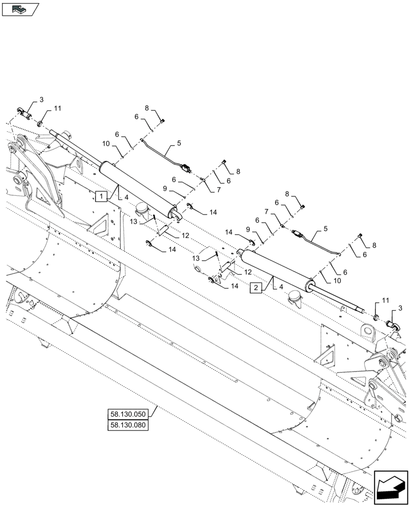 Схема запчастей Case IH 4408F-30 - (35.660.020) - HYDRAULIC FLIP-UP CYLINDER (35) - HYDRAULIC SYSTEMS
