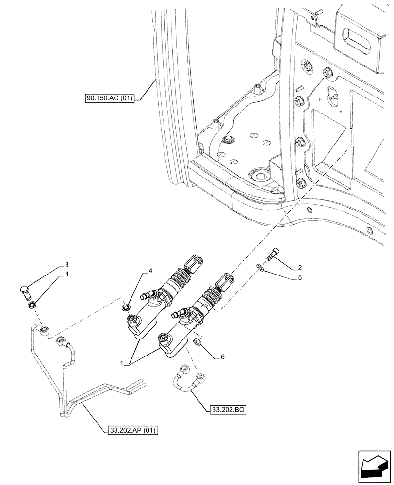 Схема запчастей Case IH FARMALL 85C - (33.202.AR) - VAR - 336673 - BRAKE CYLINDER (33) - BRAKES & CONTROLS