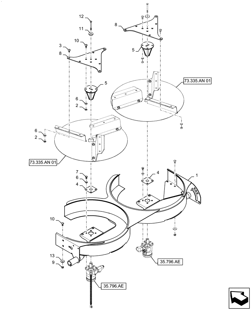 Схема запчастей Case IH 7140 - (73.335.AB[02]) - CHAFF SPREADER BLOWER (73) - RESIDUE HANDLING