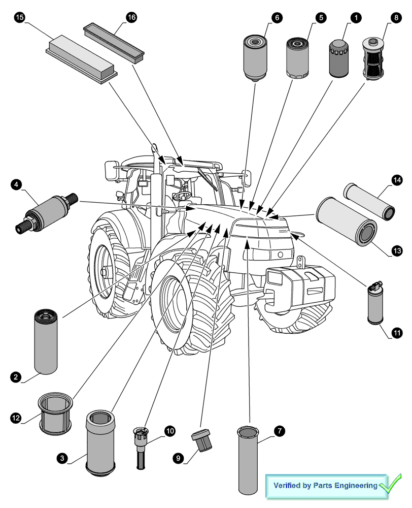 Схема запчастей Case IH MAXXUM 110 - (05.100.04[01]) - MAINTENANCE PARTS - FILTERS (05) - SERVICE & MAINTENANCE