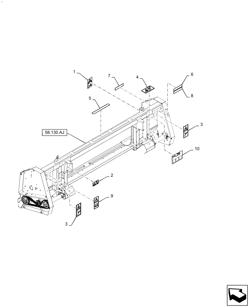 Схема запчастей Case IH 5505-65 - (90.108.AC[01]) - DECALS, SAFETY & INSTRUCTION (90) - PLATFORM, CAB, BODYWORK AND DECALS