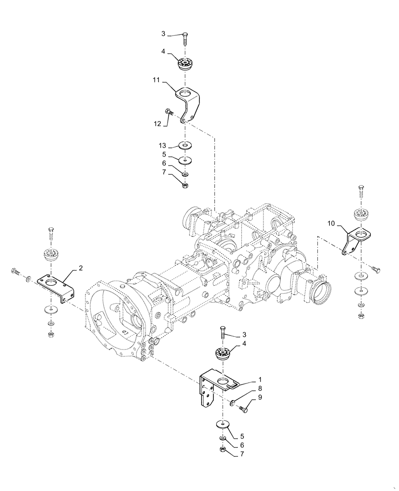 Схема запчастей Case IH FARMALL 40C - (90.118.CD) - TRANSMISSION MOUNTING PARTS (90) - PLATFORM, CAB, BODYWORK AND DECALS