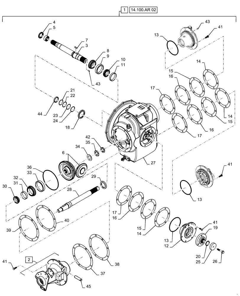 Схема запчастей Case IH 6130 - (14.100.AR[01]) - PTO TRANSMISSION GEAR (14) - MAIN GEARBOX & DRIVE