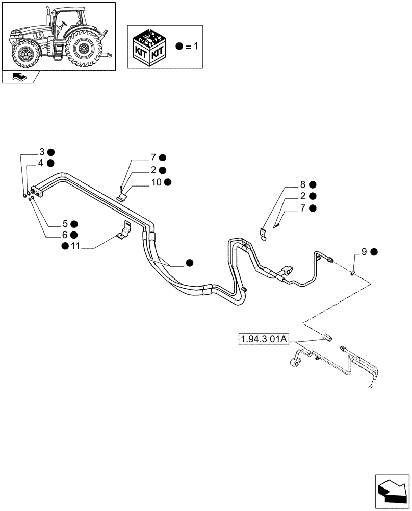 Схема запчастей Case IH MAXXUM 120 - (1.94.3[02B]) - AIR CONDITIONING SYSTEM PIPES - D7156 (10) - OPERATORS PLATFORM/CAB