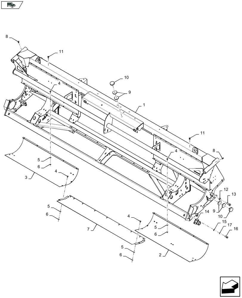 Схема запчастей Case IH 4412F-30 - (58.130.020) - HEADER FRAME (58) - ATTACHMENTS/HEADERS