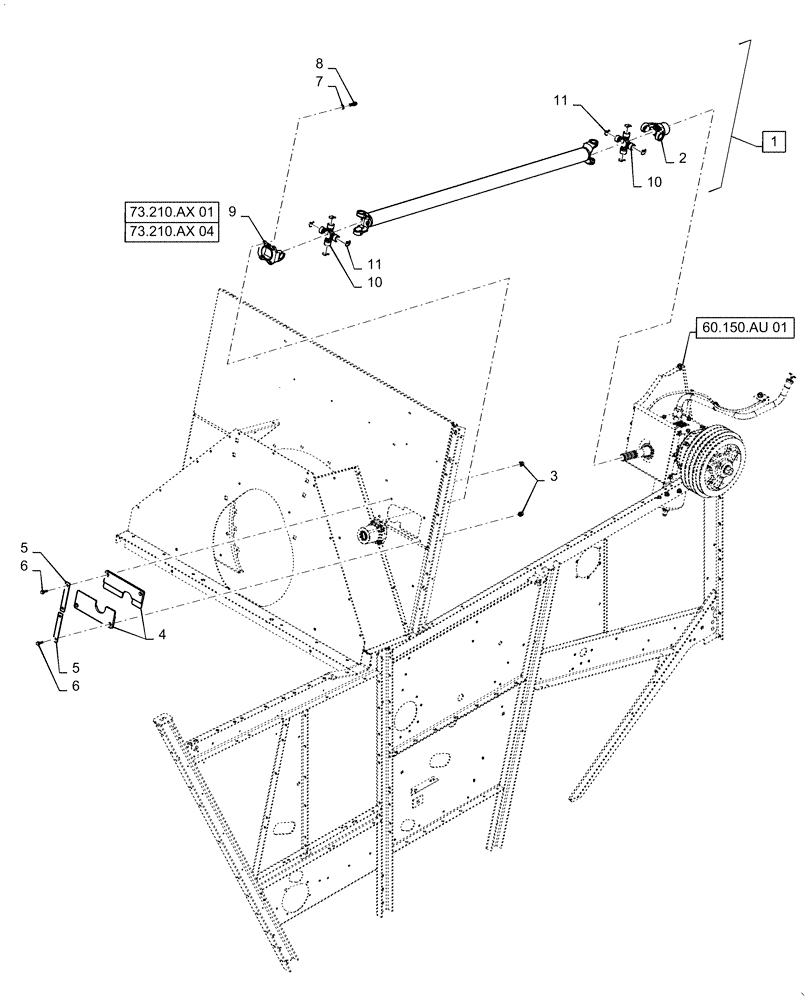 Схема запчастей Case IH 6130 - (60.130.AJ[01]) - DRIVER, FEEDER DRIVESHAFT (60) - PRODUCT FEEDING