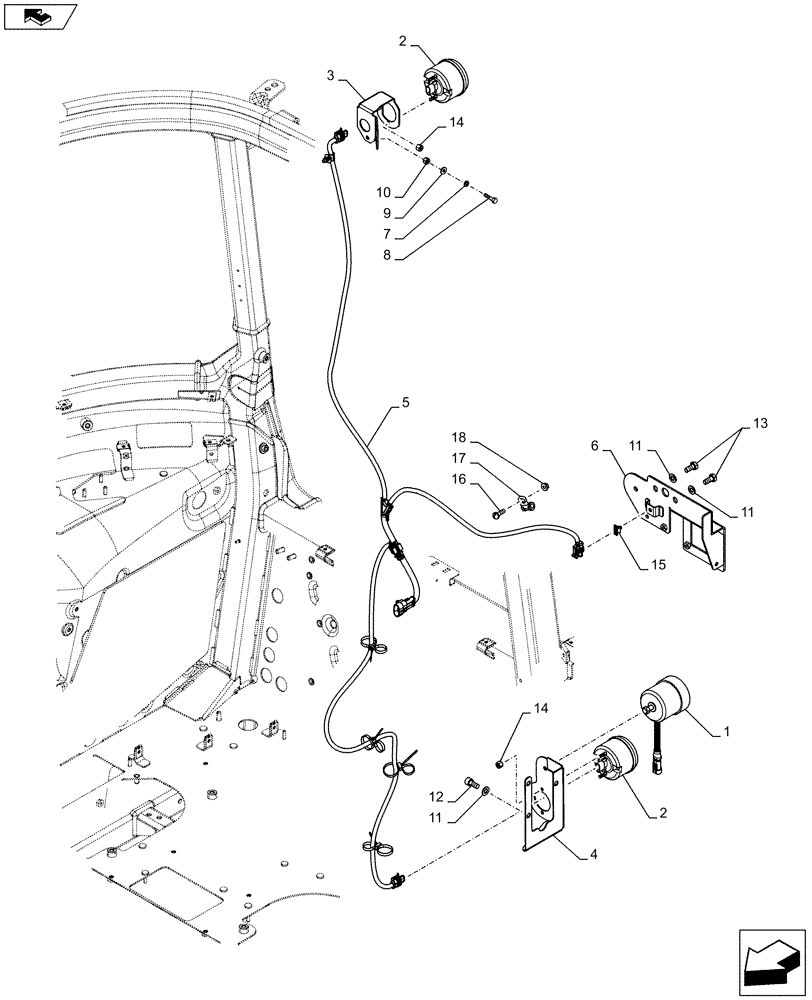 Схема запчастей Case IH FARMALL 115U - (55.408.BE) - VAR - 332692, 743722 - REVERSE ALARM, LIGHT, HARNESS (55) - ELECTRICAL SYSTEMS