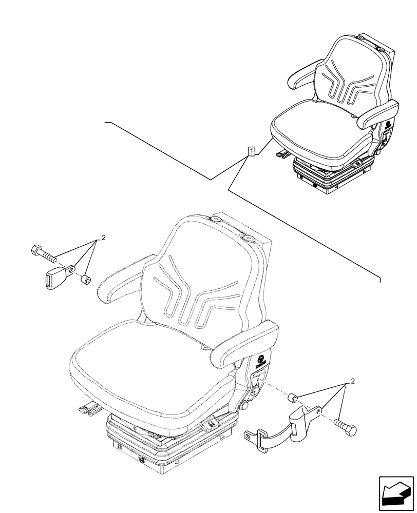 Схема запчастей Case IH FARMALL 75C - (90.151.AD[06]) - VAR - 332850 - DRIVER SEAT (W/ ARMREST, 15° SWIVEL), BELT, CAB (90) - PLATFORM, CAB, BODYWORK AND DECALS