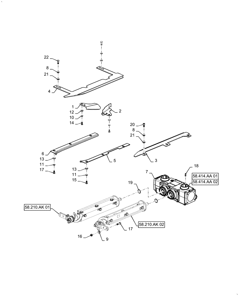 Схема запчастей Case IH 5505-65 - (58.230.AI [02]) - ROW UNIT, WITHOUT CHOPPER (58) - ATTACHMENTS/HEADERS