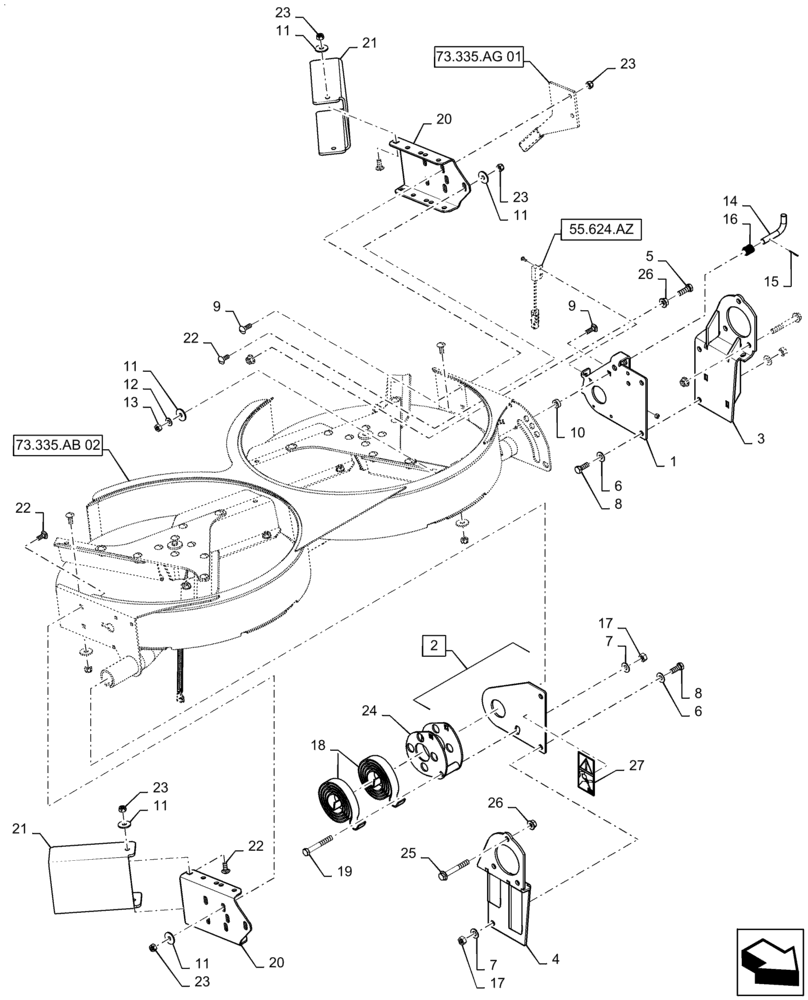 Схема запчастей Case IH 5130 - (73.335.AB[01]) - VAR. 722804 - CHAFF SPREADER (73) - RESIDUE HANDLING