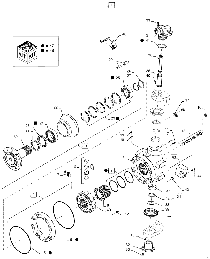 Схема запчастей Case IH 7140 - (27.450.AL[04]) - MOTOR, REAR AXLE ASSY, 2-SPEED, RH (27) - REAR AXLE SYSTEM