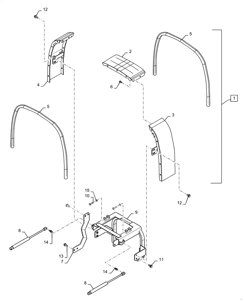 Схема запчастей Case IH FARMALL 50C - (90.102.AD) - HOOD SUPPORT (90) - PLATFORM, CAB, BODYWORK AND DECALS