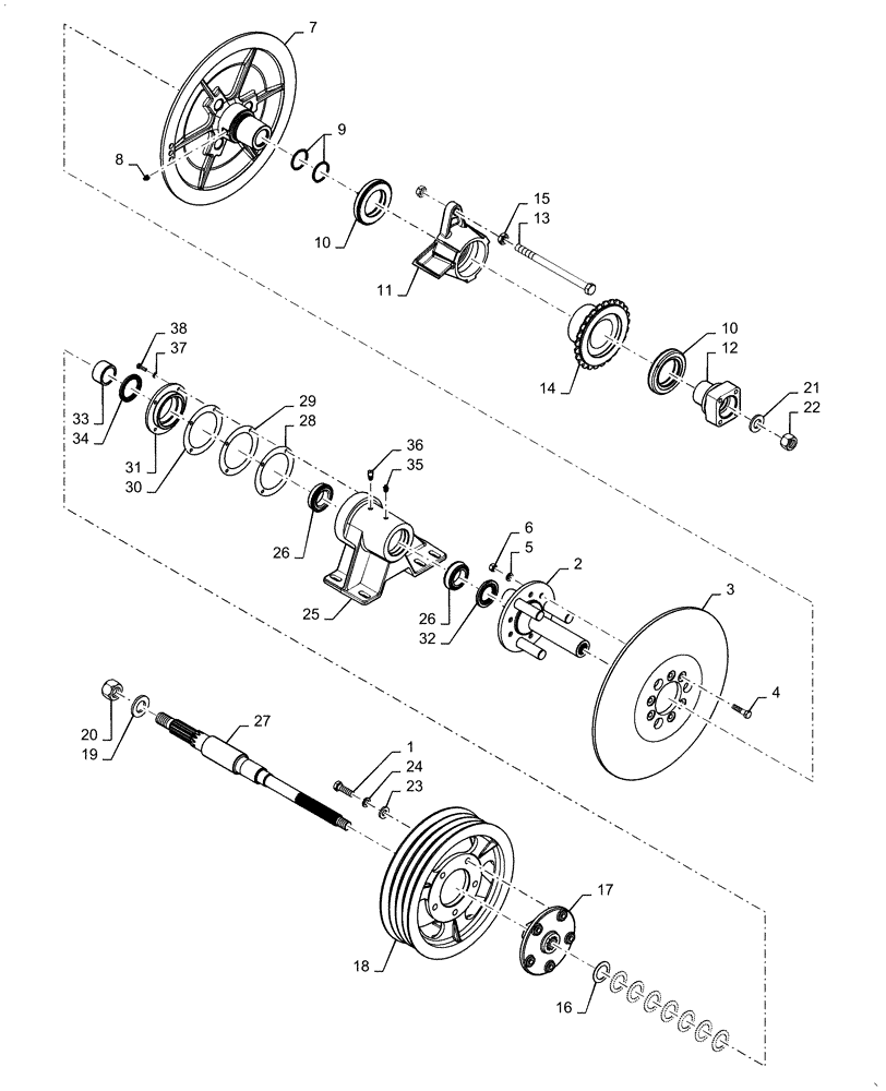 Схема запчастей Case IH 5130 - (72.350.AI[01]) - SEPARATOR JACKSHAFT HOUSING W/ PULLEY (72) - SEPARATION