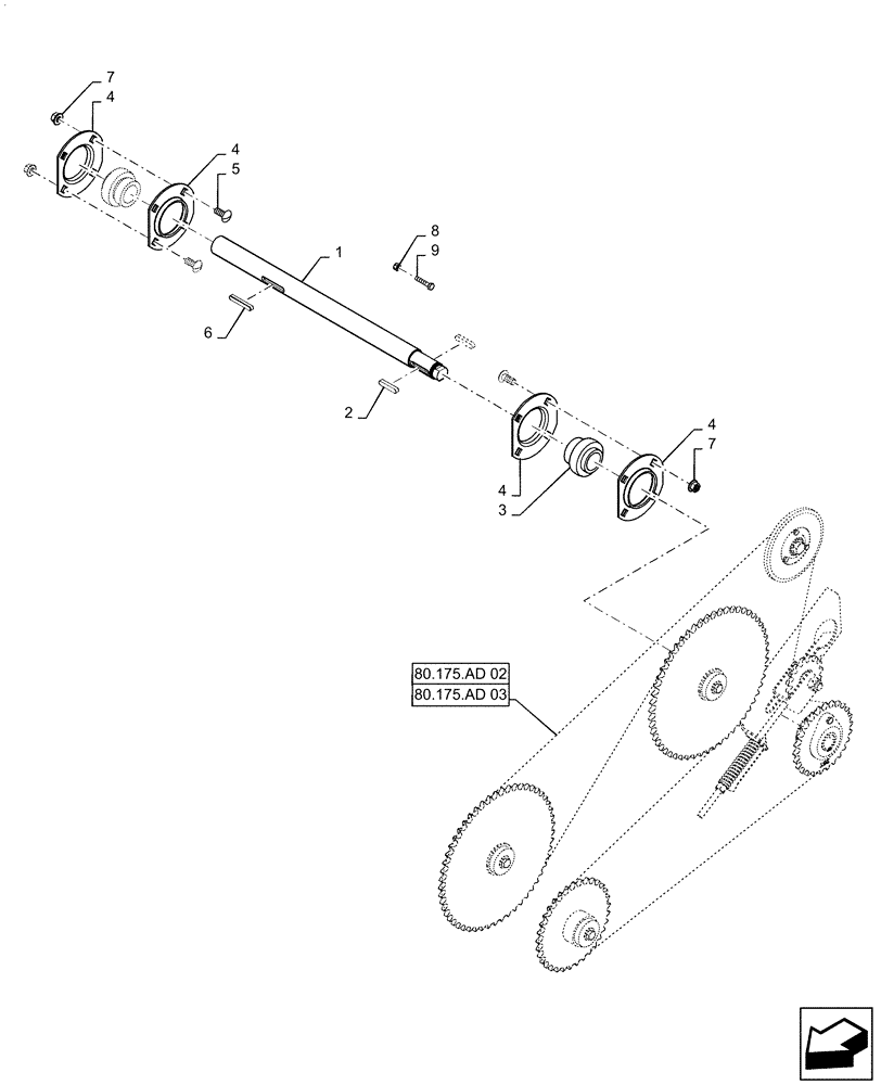 Схема запчастей Case IH 5130 - (80.175.AD[01]) - CHAIN, UNLOADING & FLOW, DRIVE (80) - CROP STORAGE/UNLOADING