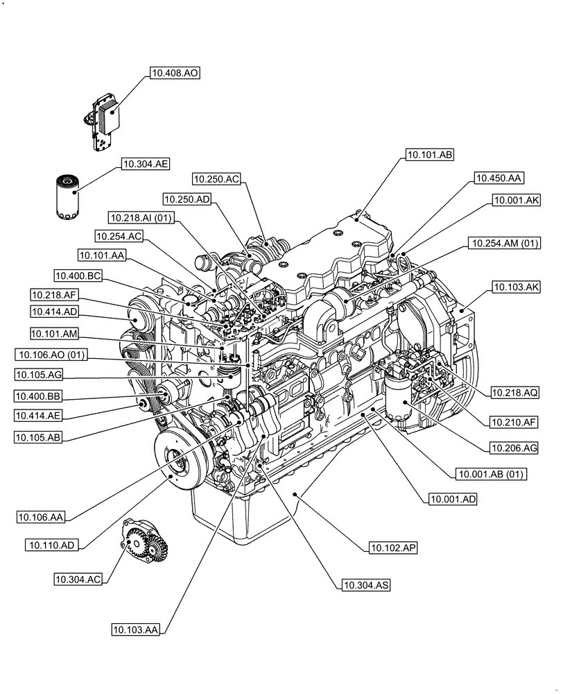 Схема запчастей Case IH F4HFE613B B006 - (10.000.00) - SECTION INDEX (10) - ENGINE