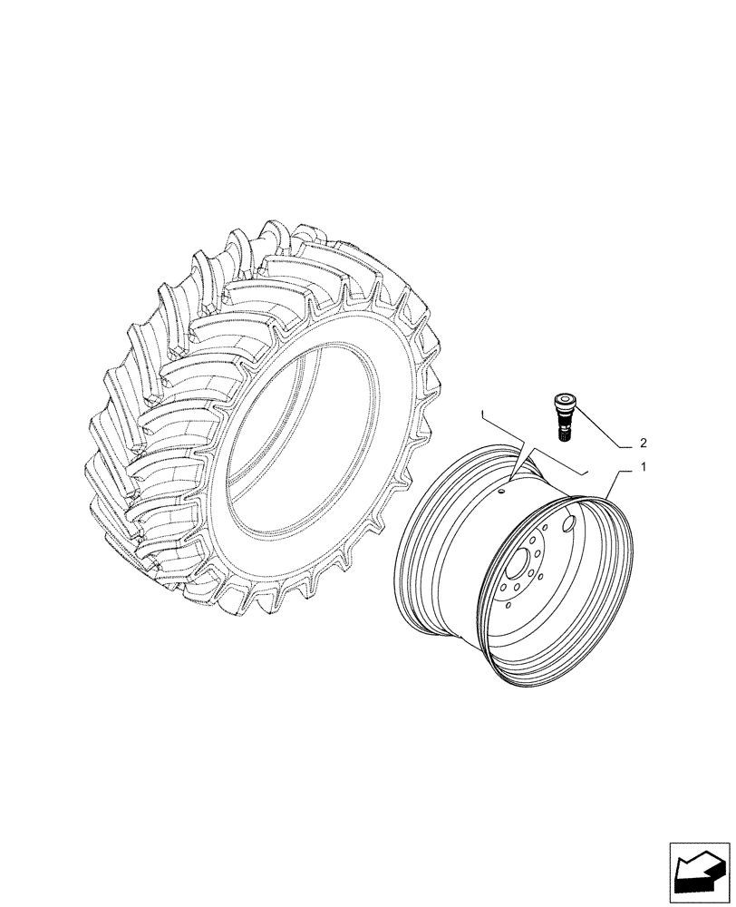 Схема запчастей Case IH PUMA 165 CVT - (44.520.AB[19]) - VAR - 8949401 - REAR, WHEEL (DW20BX38) (44) - WHEELS
