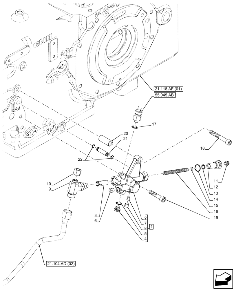 Схема запчастей Case IH FARMALL 105C - (31.104.AR[02]) - VAR - 330581 - PTO, CONTROL VALVE (31) - IMPLEMENT POWER TAKE OFF
