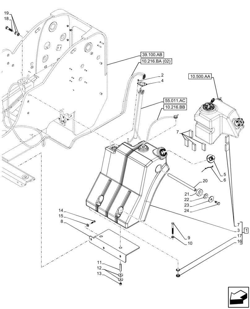 Схема запчастей Case IH FARMLIFT 742 - (10.216.AI) - FUEL TANK (10) - ENGINE