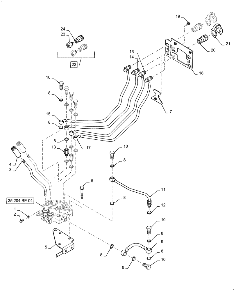 Схема запчастей Case IH FARMALL 30C - (35.204.BE[02]) - REMOTE CONTROL VALVE, FARMALL 30C, 35C (35) - HYDRAULIC SYSTEMS