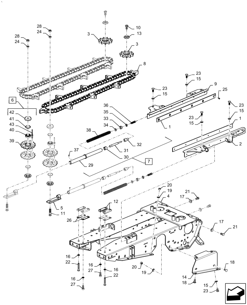 Схема запчастей Case IH 5506-55 - (58.230.AI[01]) - ROW UNIT, WITHOUT CHOPPER (58) - ATTACHMENTS/HEADERS
