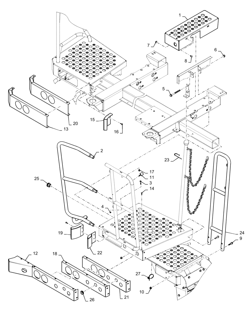 Схема запчастей Case IH 6130 - (90.118.AX[04]) - EXTENSION, OPERATORS LADDER, FRONT, LH, WIDE (90) - PLATFORM, CAB, BODYWORK AND DECALS