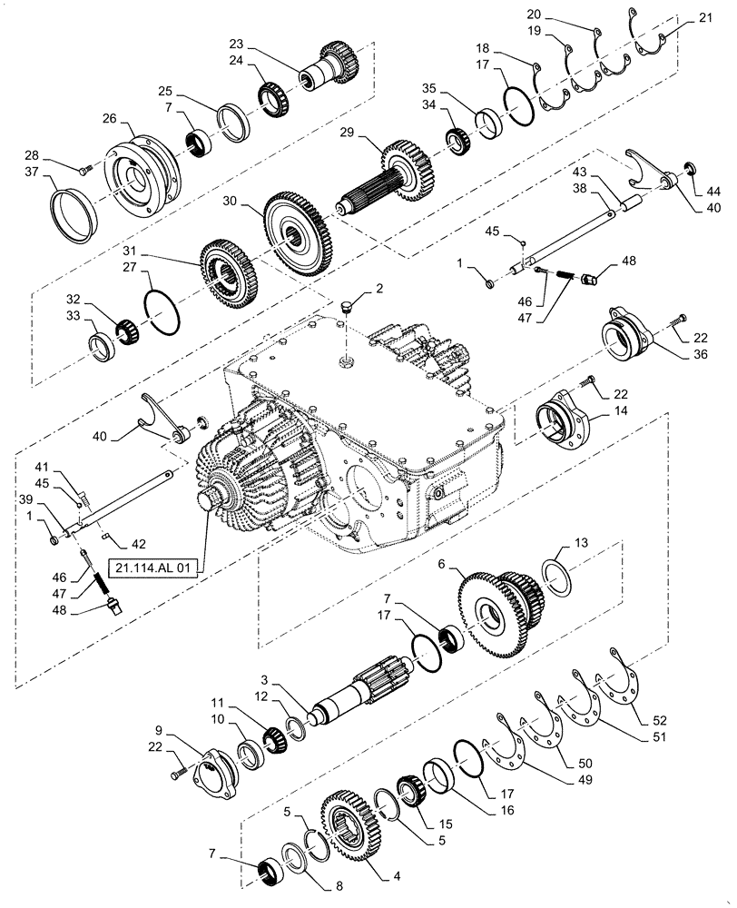Схема запчастей Case IH 7130 - (21.114.AL[02]) - VAR - 425296, 425297, 425300, 425301 - TRANSMISSION, REAR (21) - TRANSMISSION